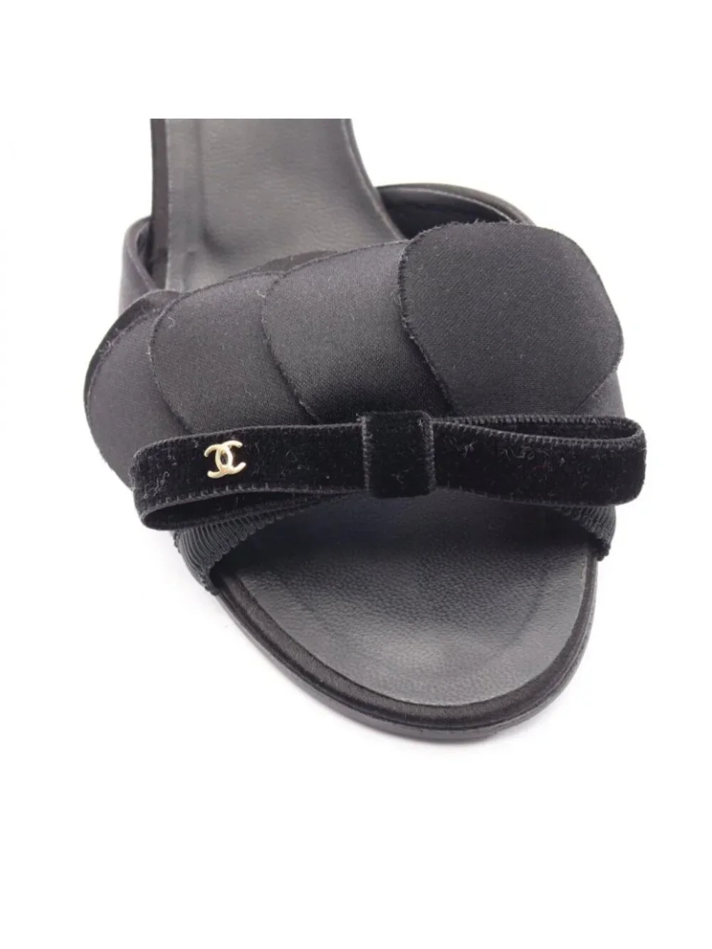 Chanel Sandals CC Logo Ruffle Ribbon Fabric